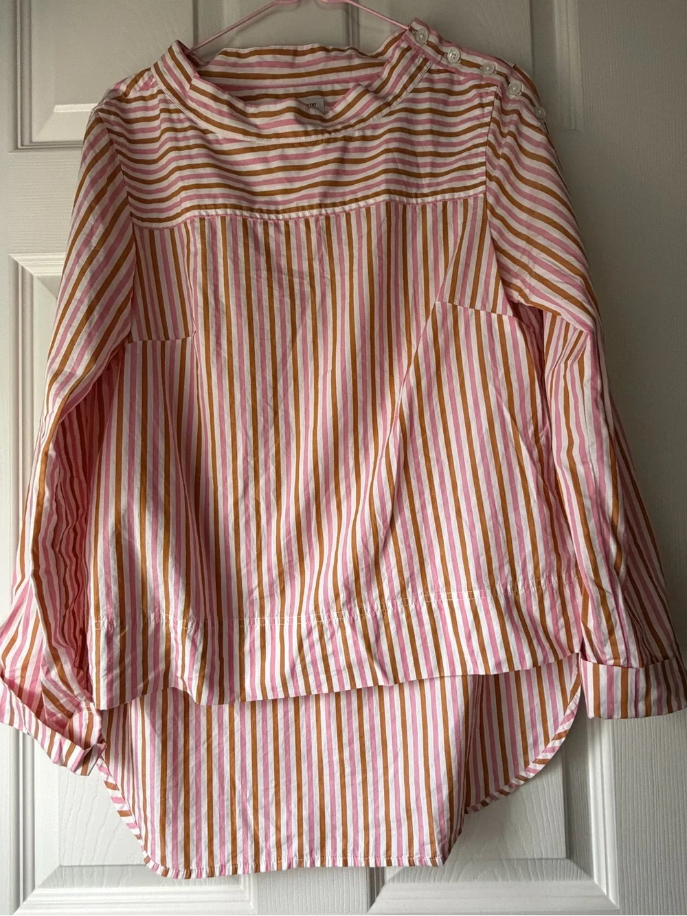 J Crew Pink & Brown Striped Top